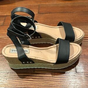 Steve Madden Black Wedge Sandals